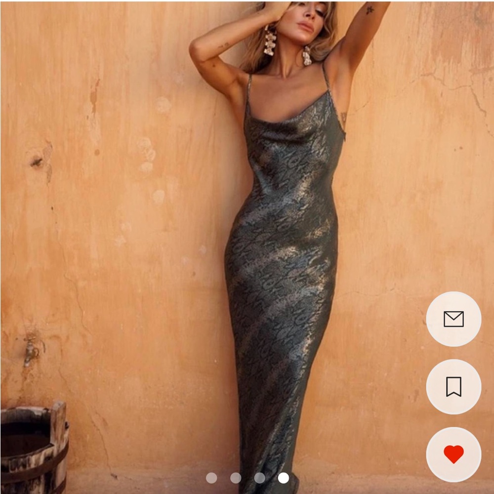 Rat & Boa Alessandra slip dress green gold maxi slip **message before purchasing